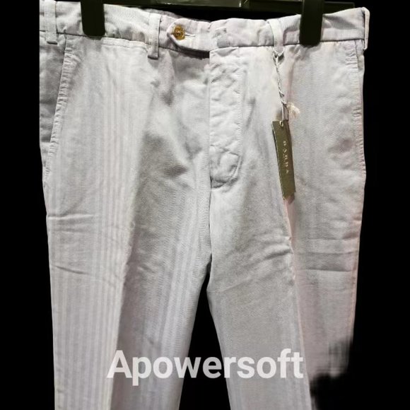 Brand New Barba Napoli Limited Edition Herringbone Woven Chino Pants - Picture 1 of 8